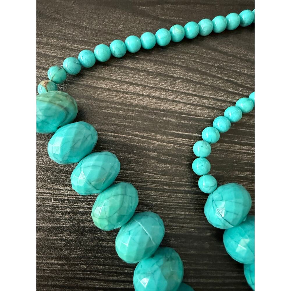 R.J. Graziano Turquoise Multi-Sized Beaded Statement Necklace - Picture 3 of 5